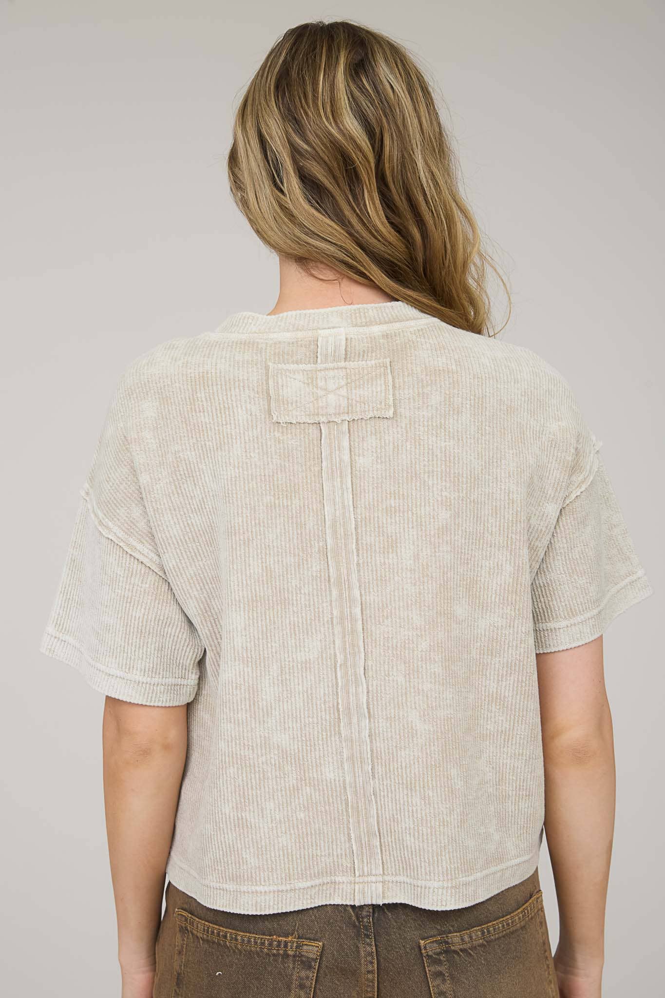 Raquel Mineral Ribbed Pocket Tee