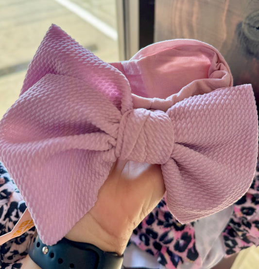 Baby Girls Mauve Bow Nylon Headband