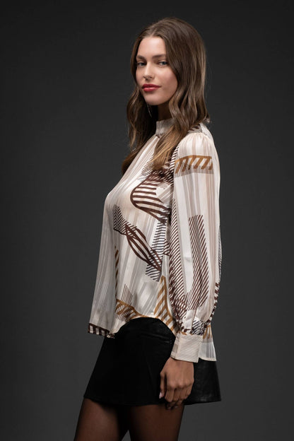 Carlin Sheer Abstract Blouse