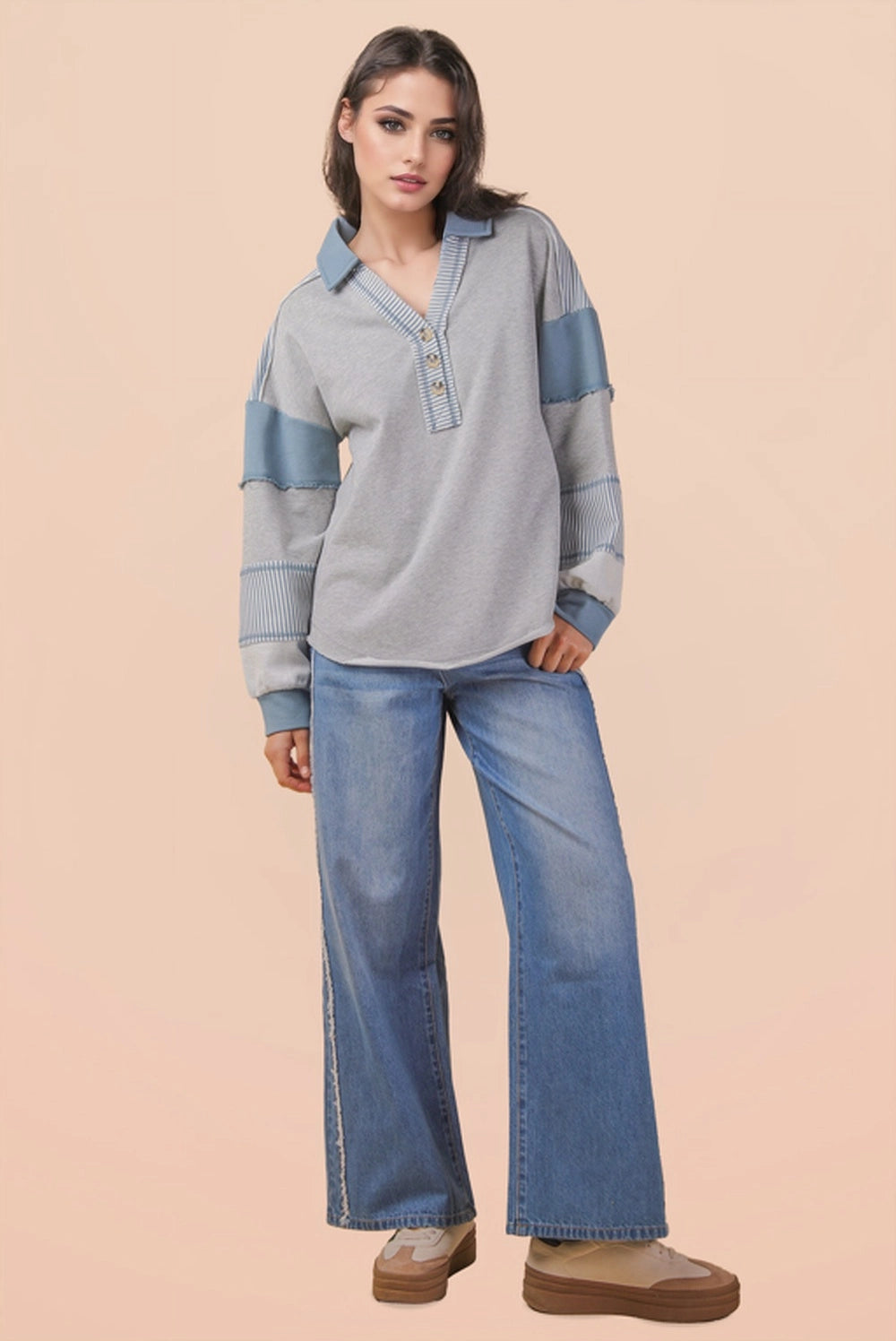 Maher Rugby Button Oversized Top