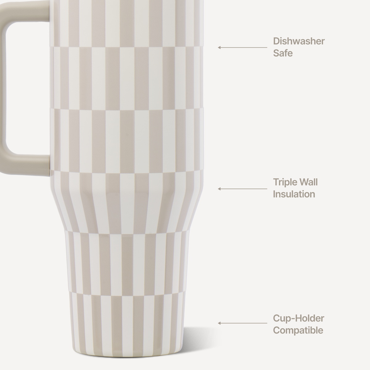 HydroJug Beige Checkered Water Bottle