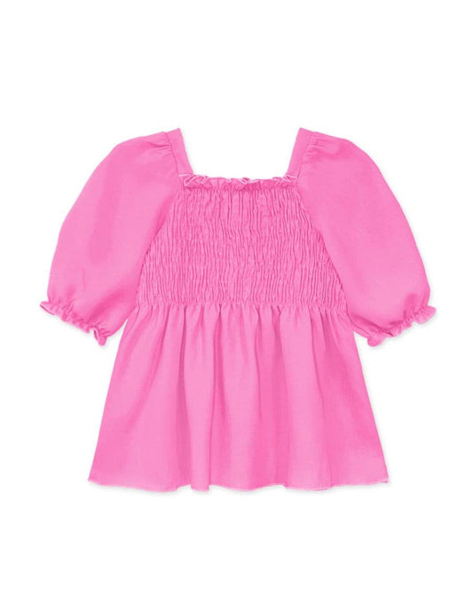 Girls Everleigh Pink Smocked Blouse