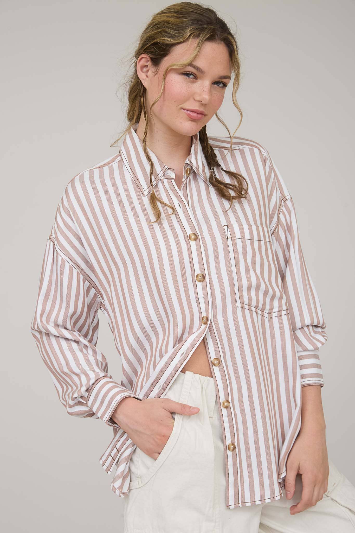 Regina Striped Oversized Buttondown