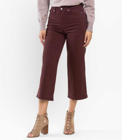 Portland Judy Blue Merlot Tummy Control Crop Wide Jeans