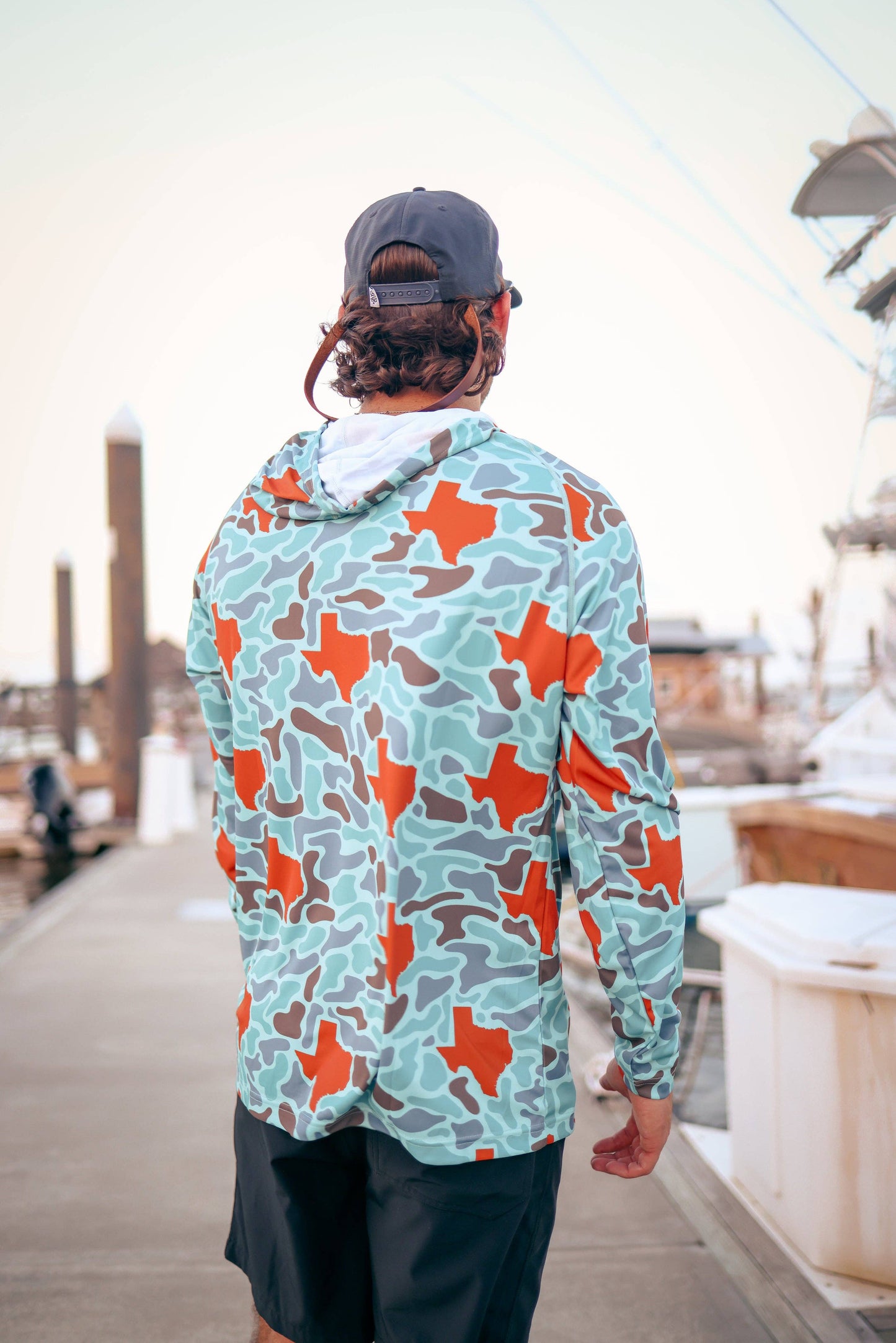 Mens Salt Water Soul TX Camo Performance Burnt Orange Hoodie