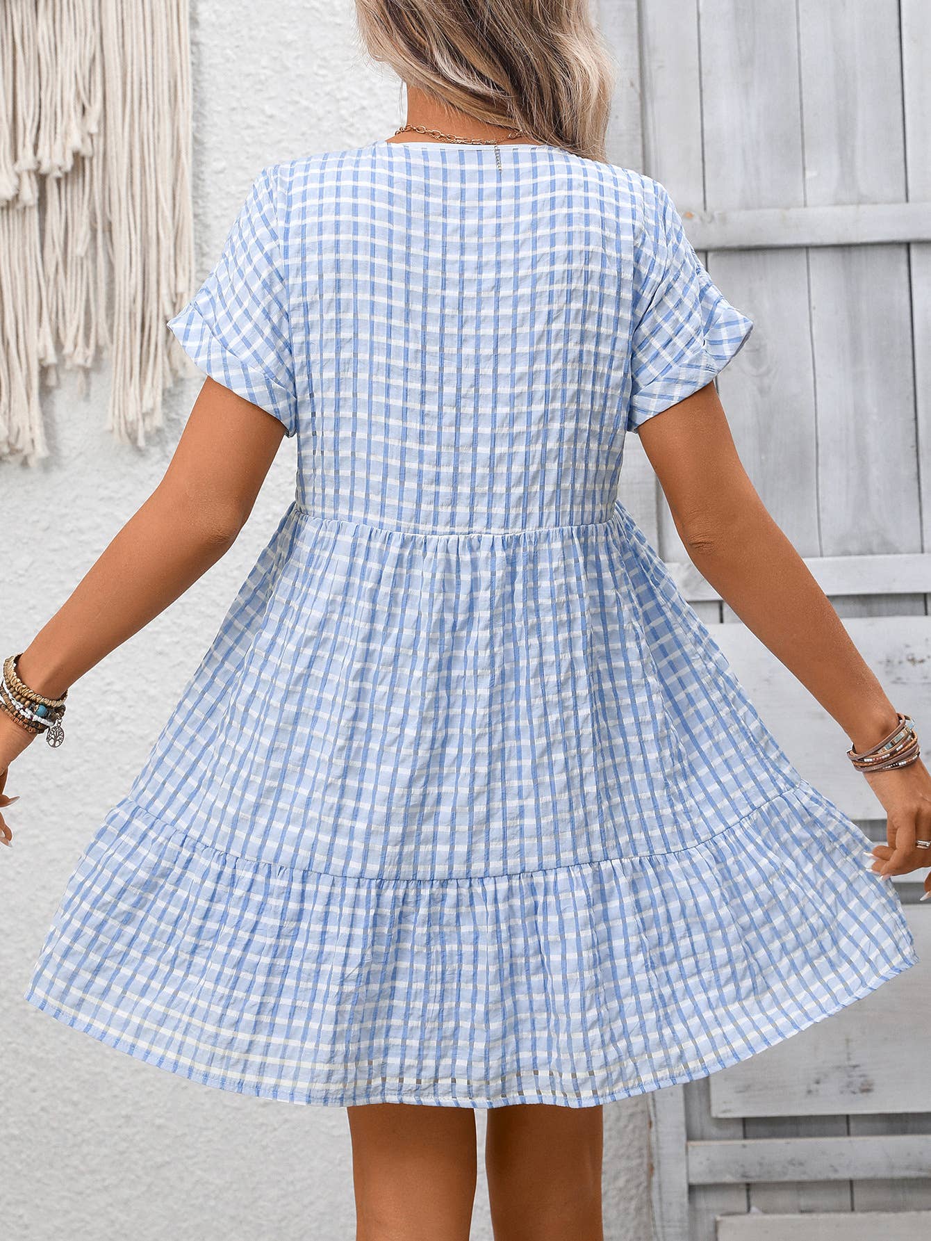 Paloma Gingham Blue Dress