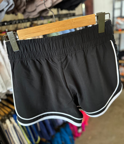 Petra Two Tone Black Activewear Shorts