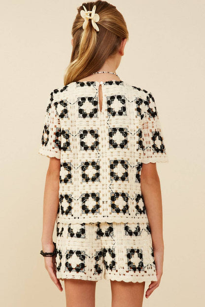 Girls Quilted Crochet Top