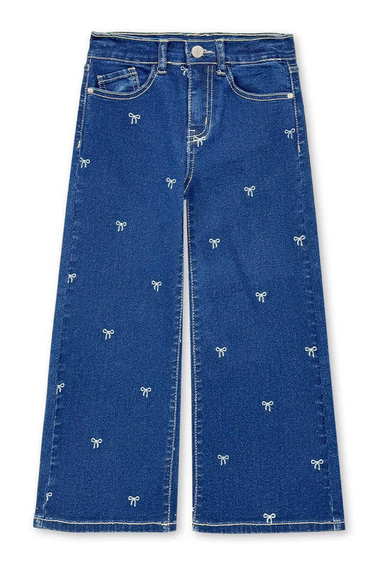 Girls Bow Printed Jeans