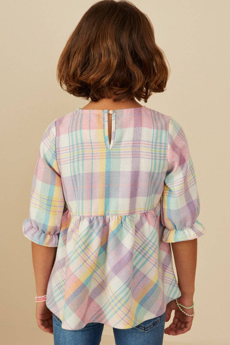 Girls Tartan Plaid Blouse