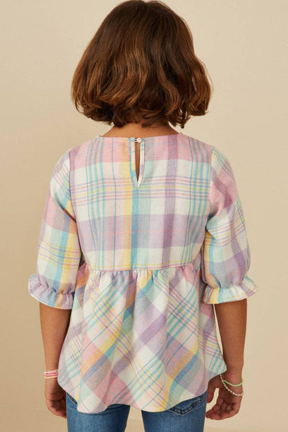 Girls Tartan Plaid Blouse