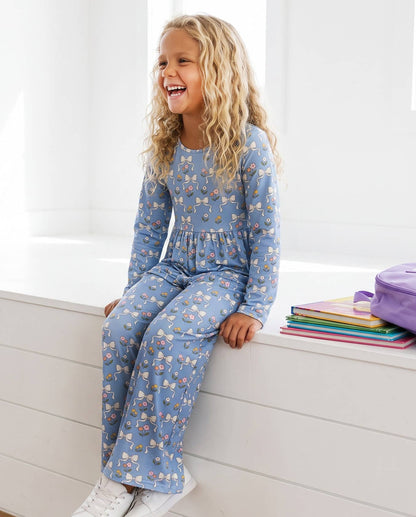 Girls Coquette Blue Bow Jumpsuit