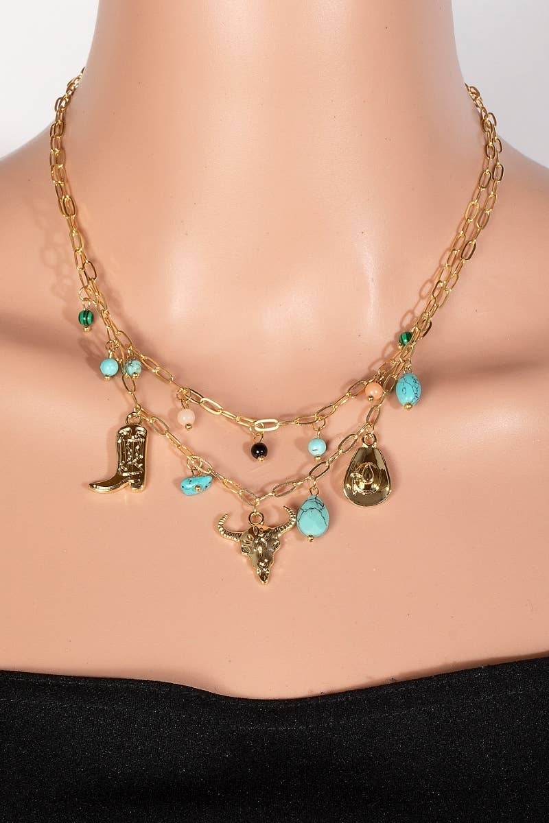 Laramie Turquoise Layered Charm Necklace