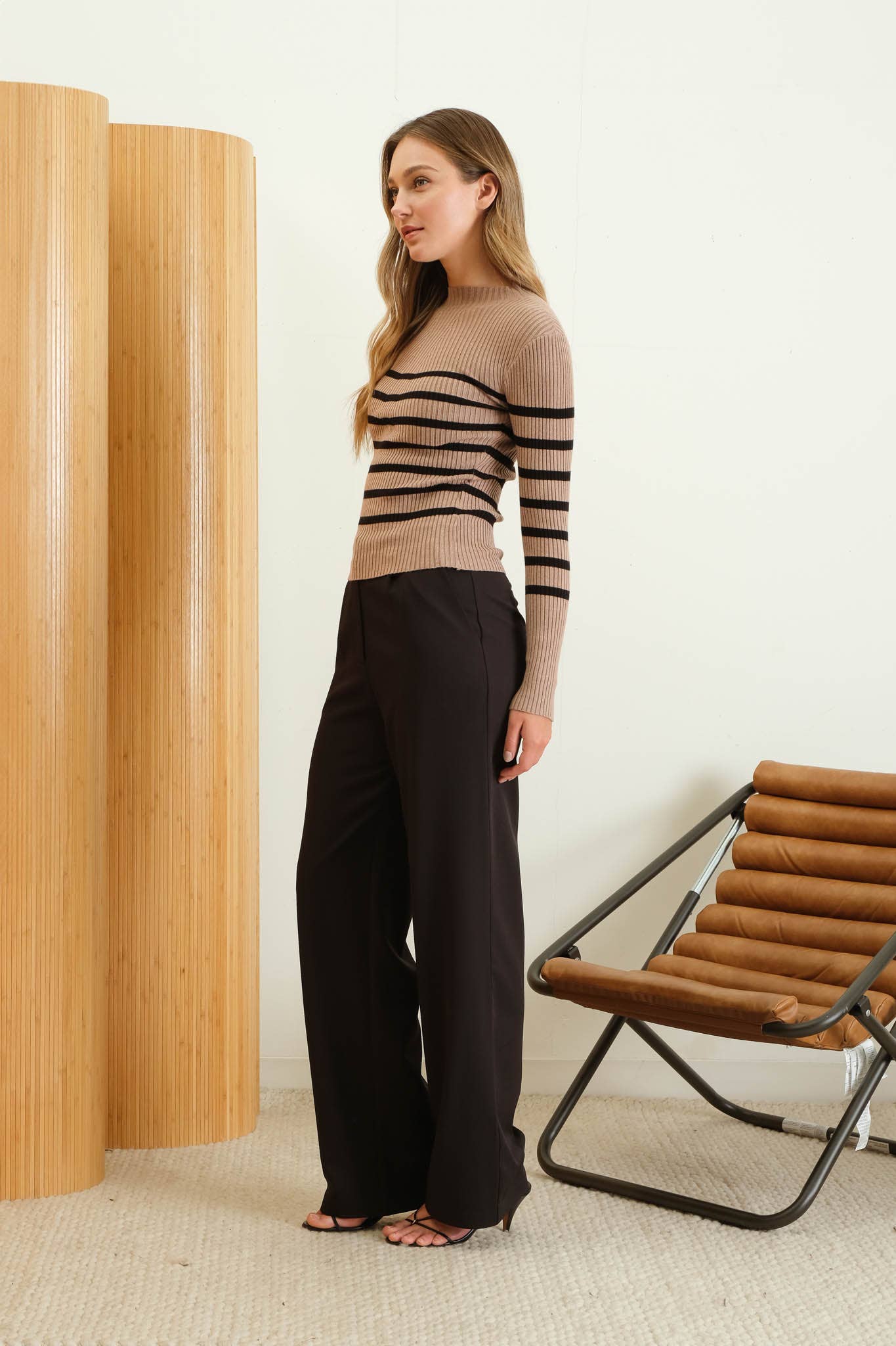 Williamsburg Mock Neck Striped Top