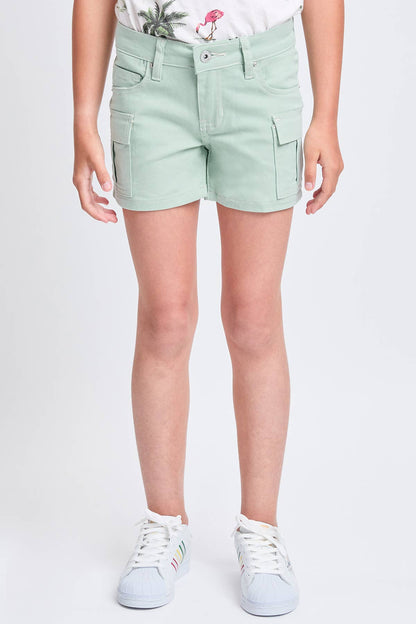 Girls YMI Twill Cargo Sage Shorts