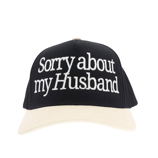 Sorry About my Husband Embroidered Cream Hat