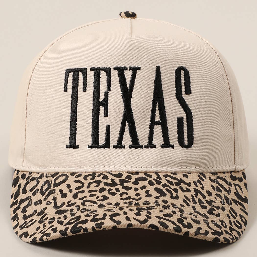 Leopard Texas Embroidered Black Stitch Hat