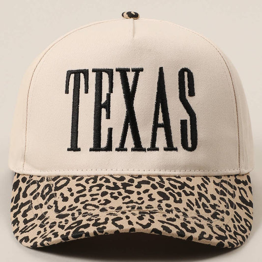 Leopard Texas Embroidered Black Stitch Hat