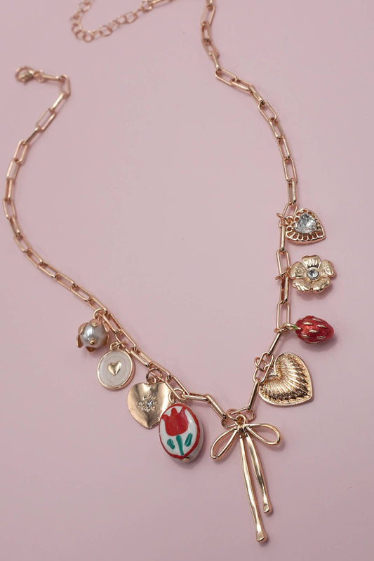 Tonopah Vintage Red Bow Necklace