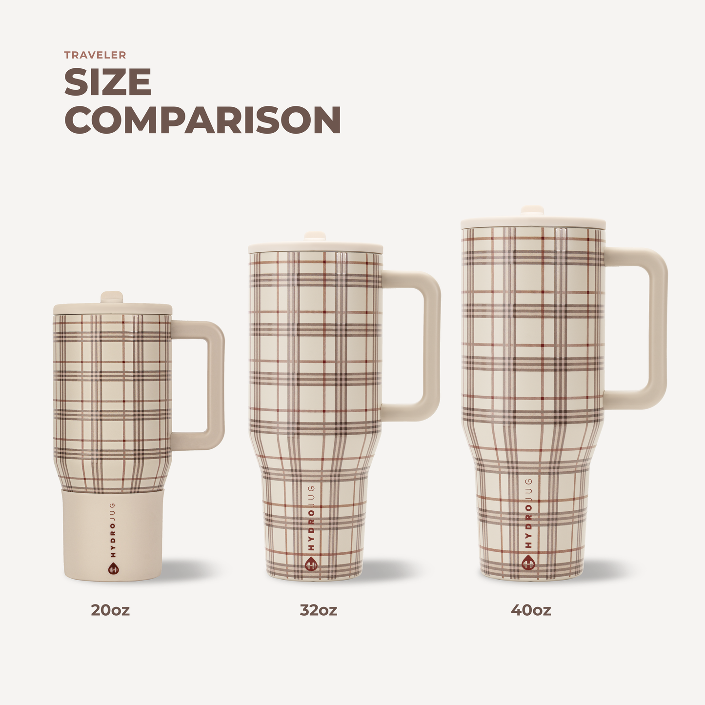 HydroJug Blair Brown Plaid Water Bottle