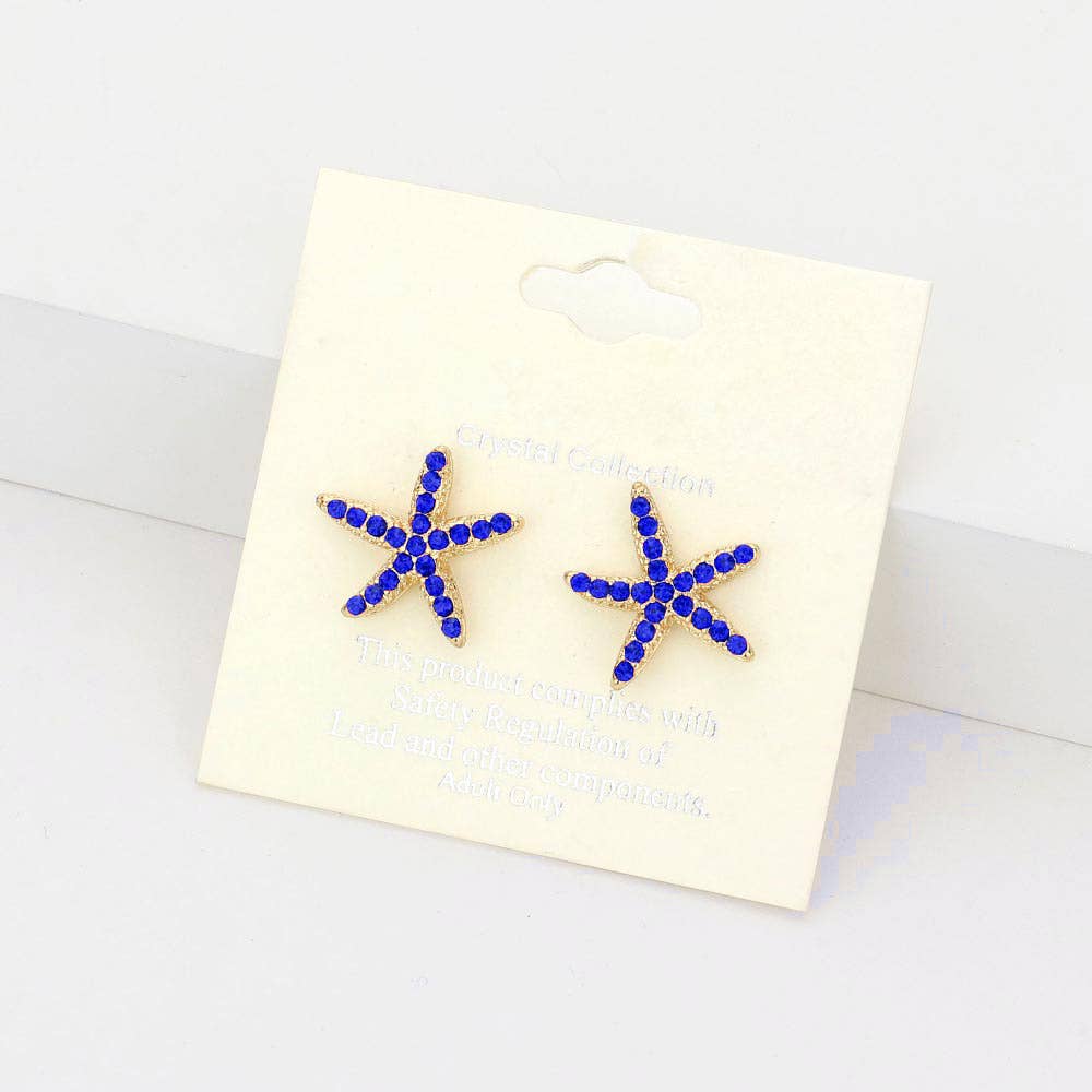 Delmar Crystal Starfish Royal Stud Earrings