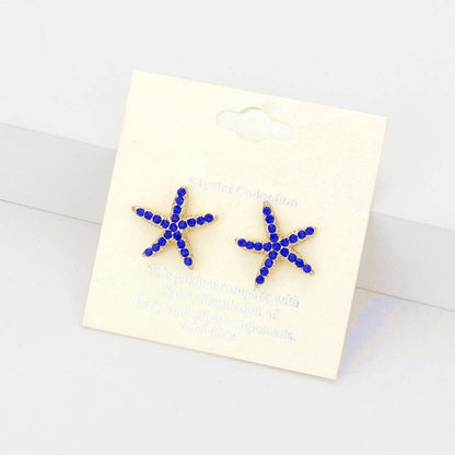 Delmar Crystal Starfish Royal Stud Earrings