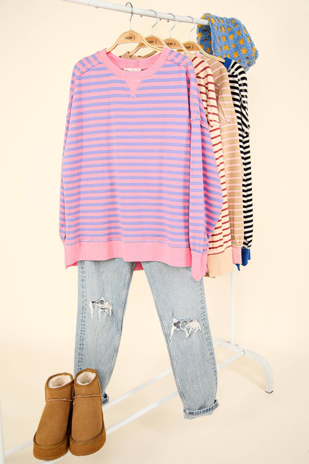 Montrouge Striped Raglan Oversized Top