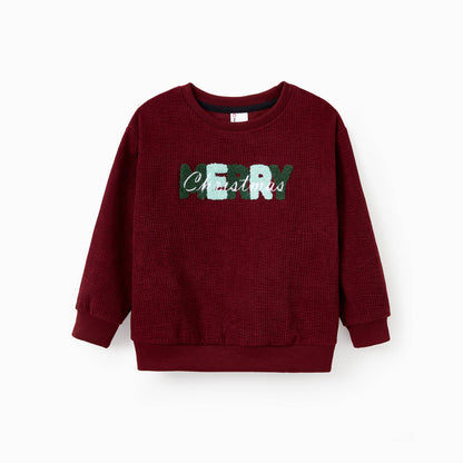 Toddler Boys Maroon 3D Merry Christmas Corduroy Sweater