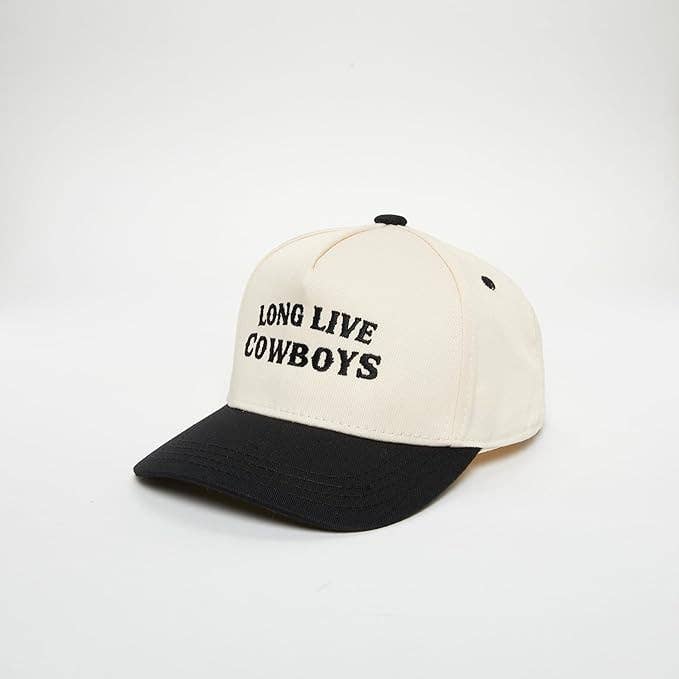Boys Long Live Cowboys Embroidered Black Hat
