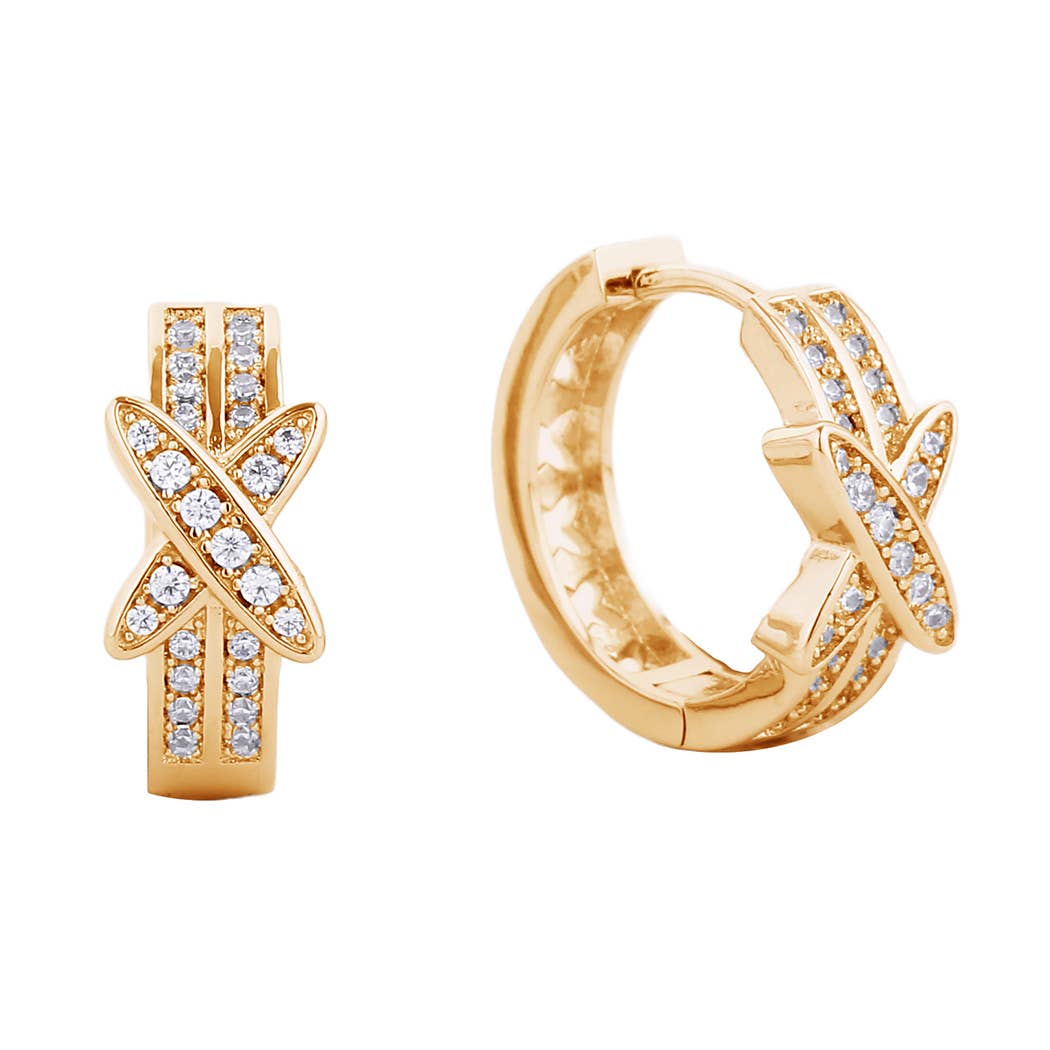 Gracie X Double Line Crystal Huggie Earrings
