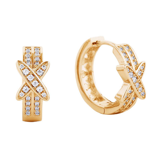 Gracie X Double Line Crystal Huggie Earrings