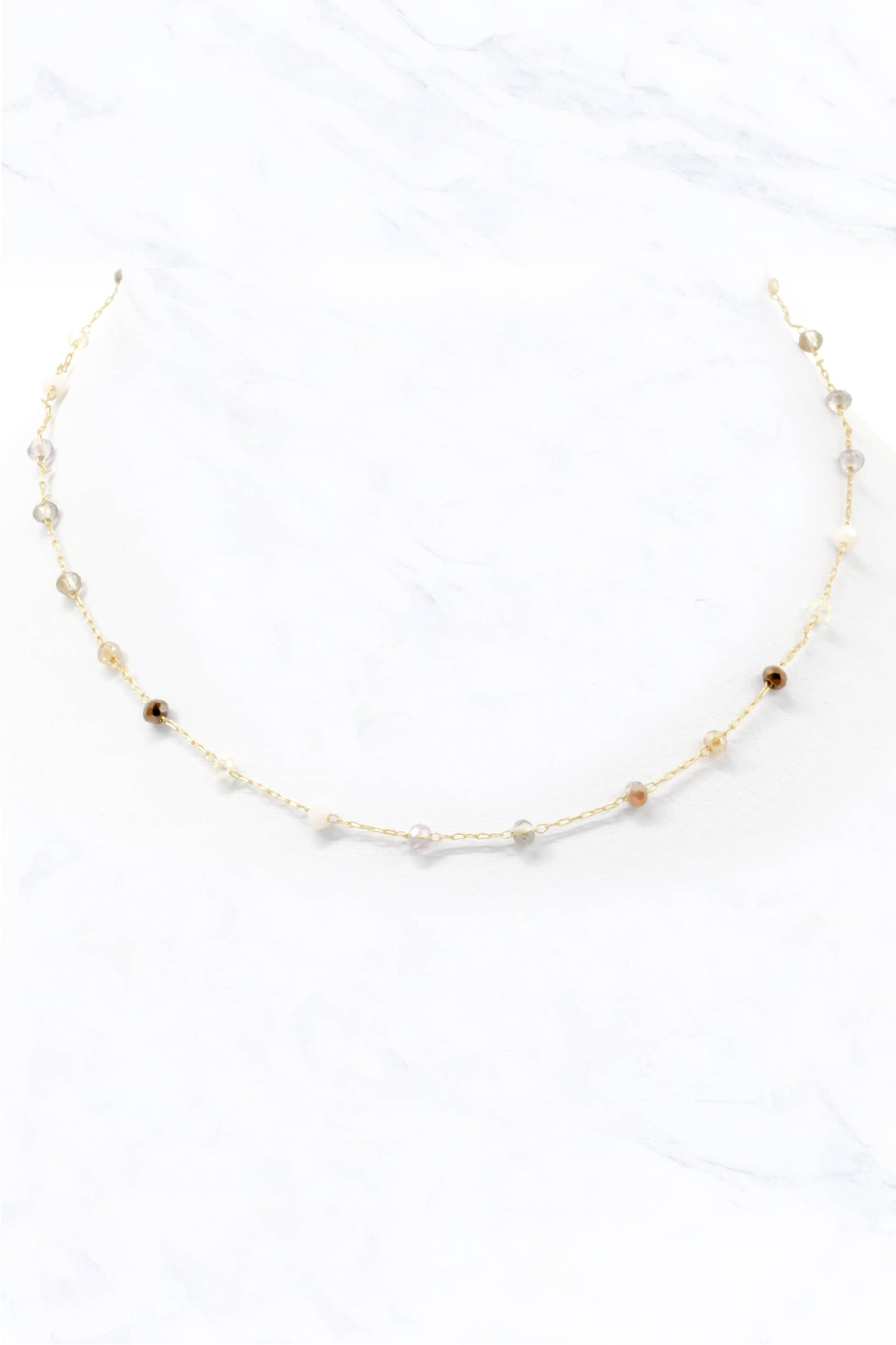 Solaris Glass Bead Chain Choker Necklace