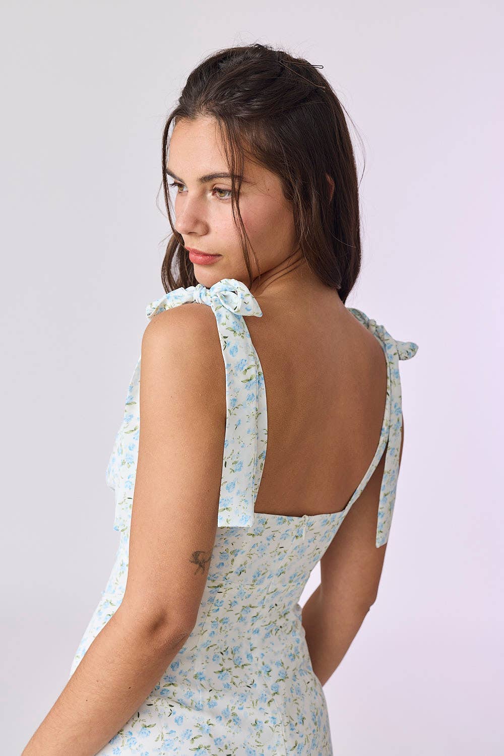 Sophie Floral V-Neck Blue Mini Dress