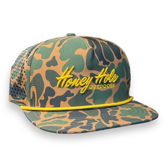 Mens Honey Hole Duck Camo Performance Rope Hat