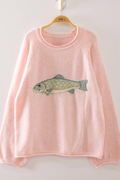 Intarsia Fish Sweater