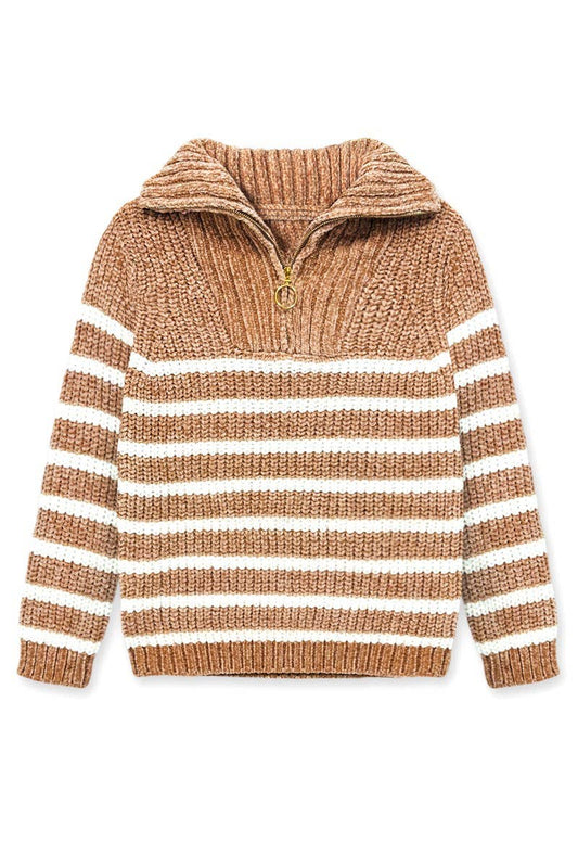 Girls Lurex Chenille Striped Pullover