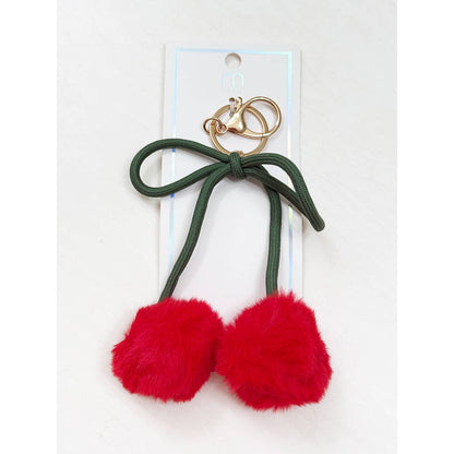 Jumbo Cherry Pom Keychain