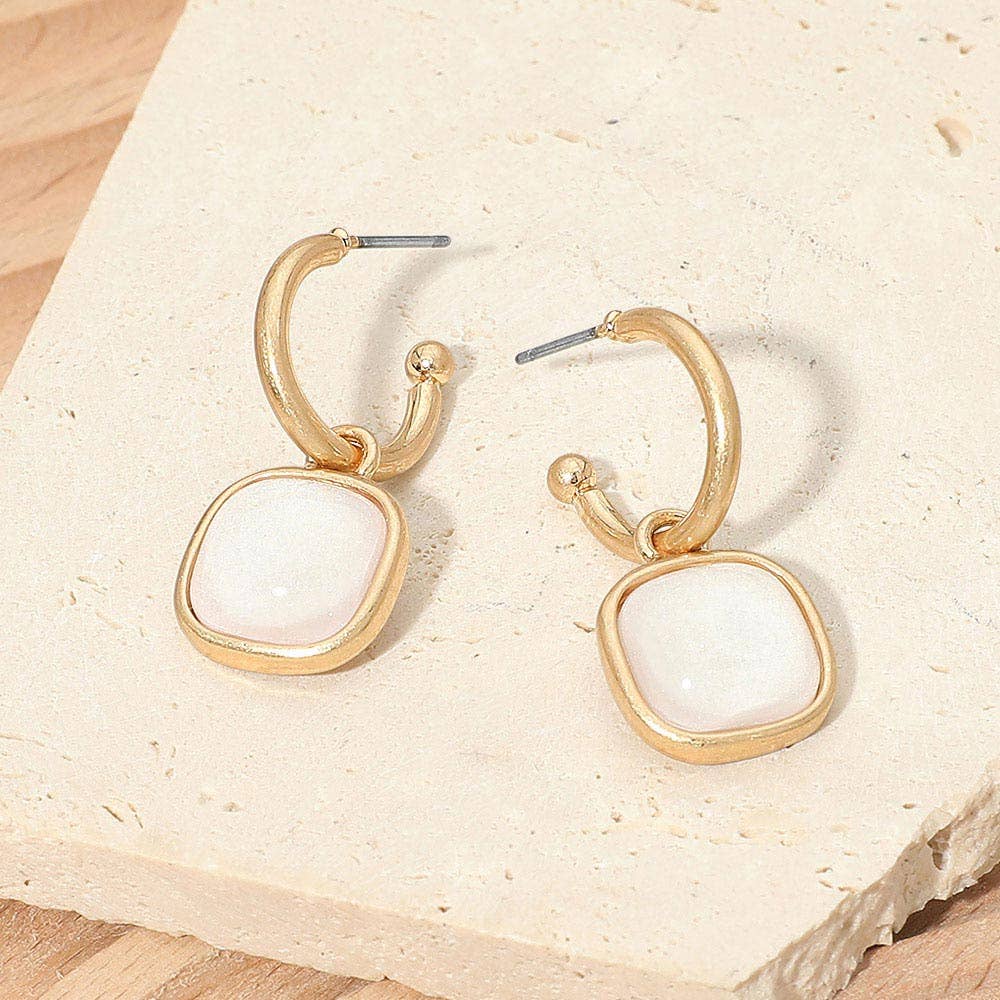 Charity Square Stone Dangle Earrings