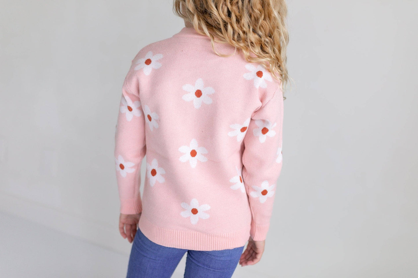 Girls Flower Blush Sweater