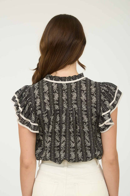 Abigail Floral Flutter Sleeve Blouse