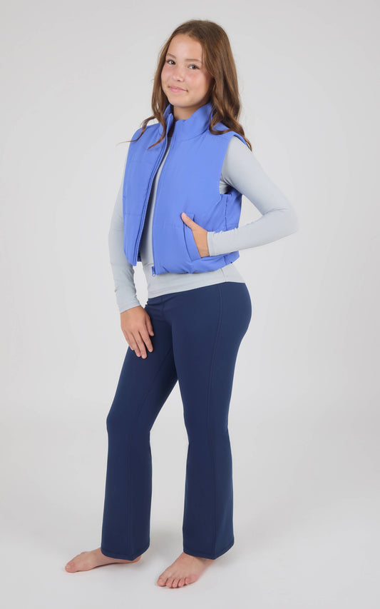 Girls Puffer Vest Blue Pant Set
