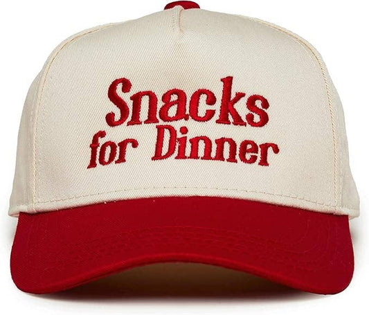 Boys Snacks for Dinner Embroidered Red Hat