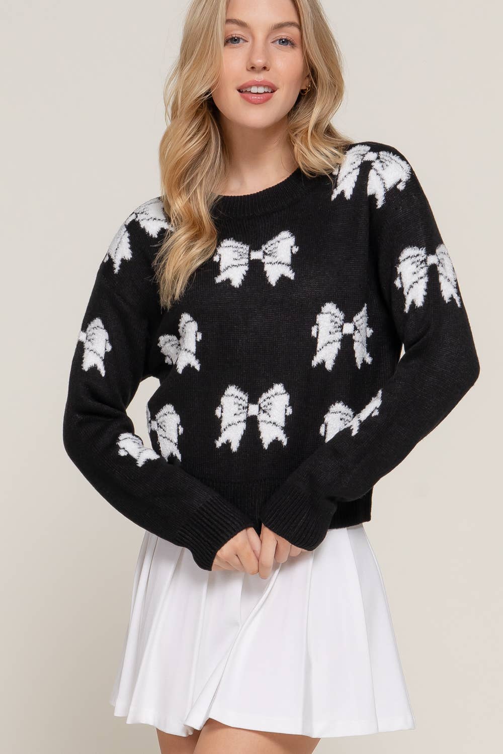 Claremont Jacquard Ribbon Bow Sweater