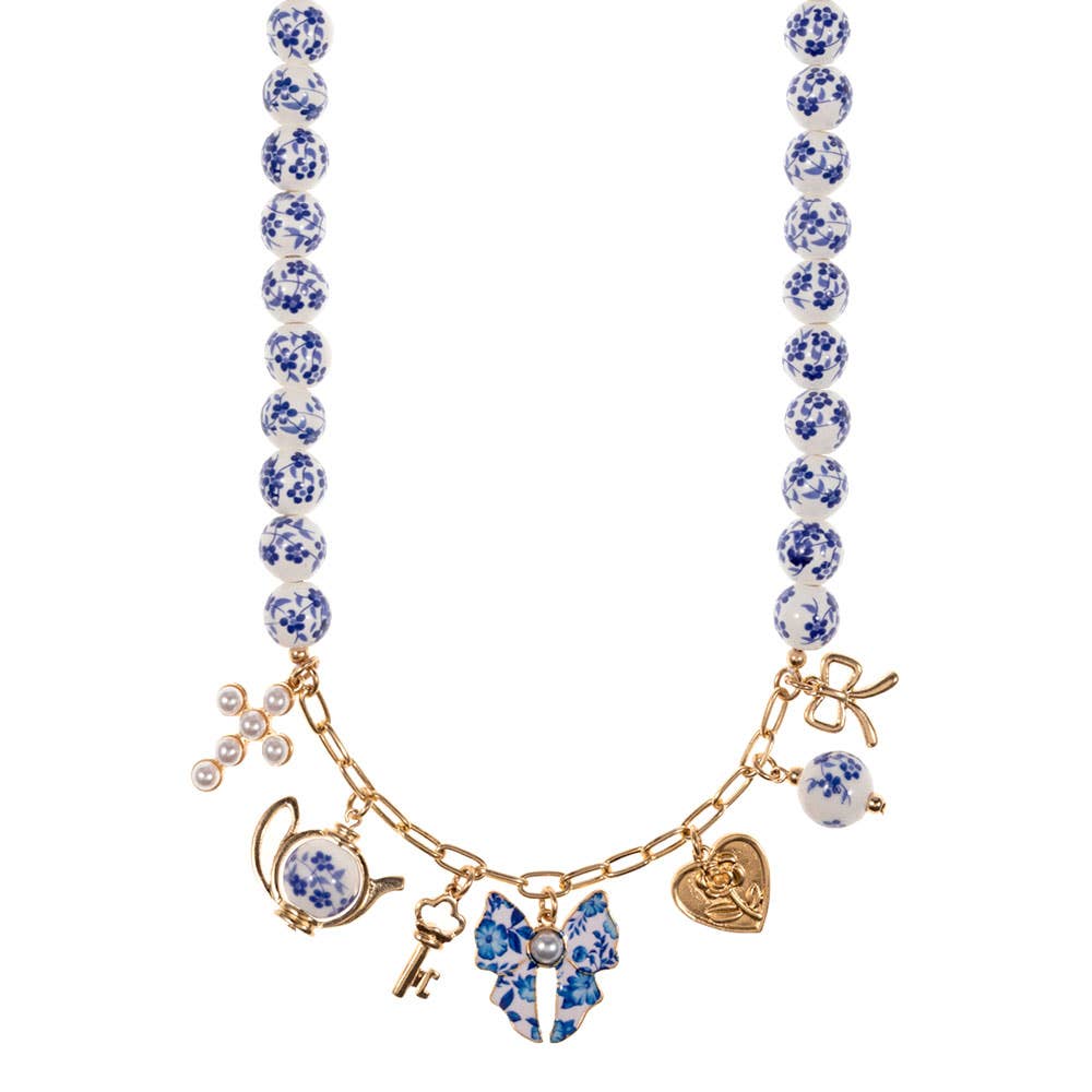 Darya Ceramic Bead Tea Party Charm Necklace