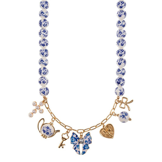 Darya Ceramic Bead Tea Party Charm Necklace