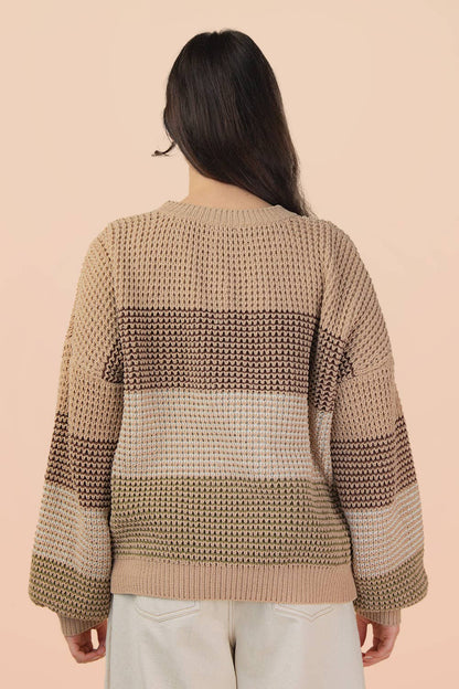 Austen Multi Striped Brown Sweater