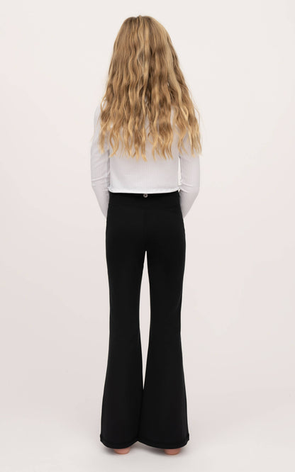 Girls Crossover Flared Black Athletic Pants