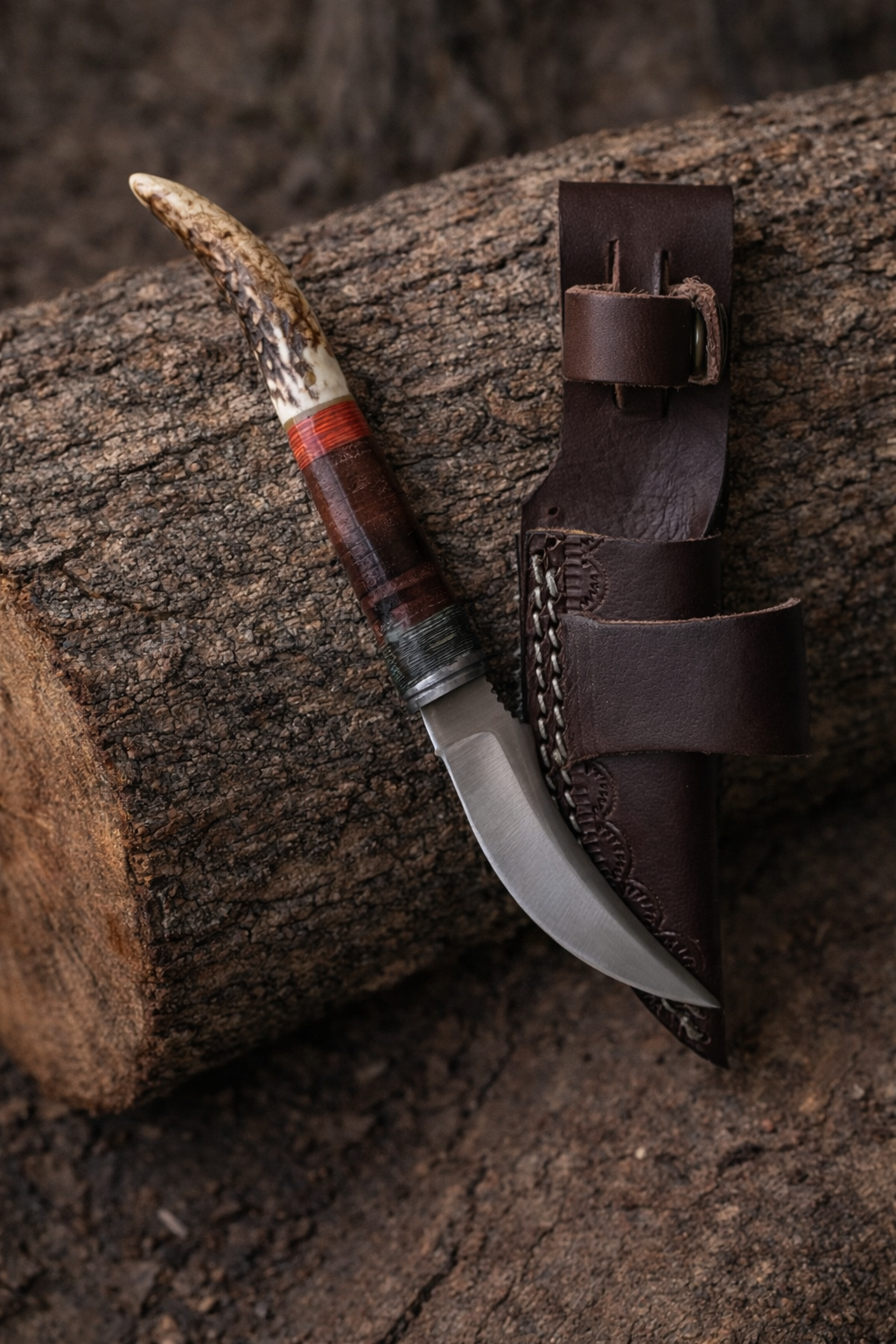 Titan Ridgeback Utility Stag Handle Knife with Leather Bolster