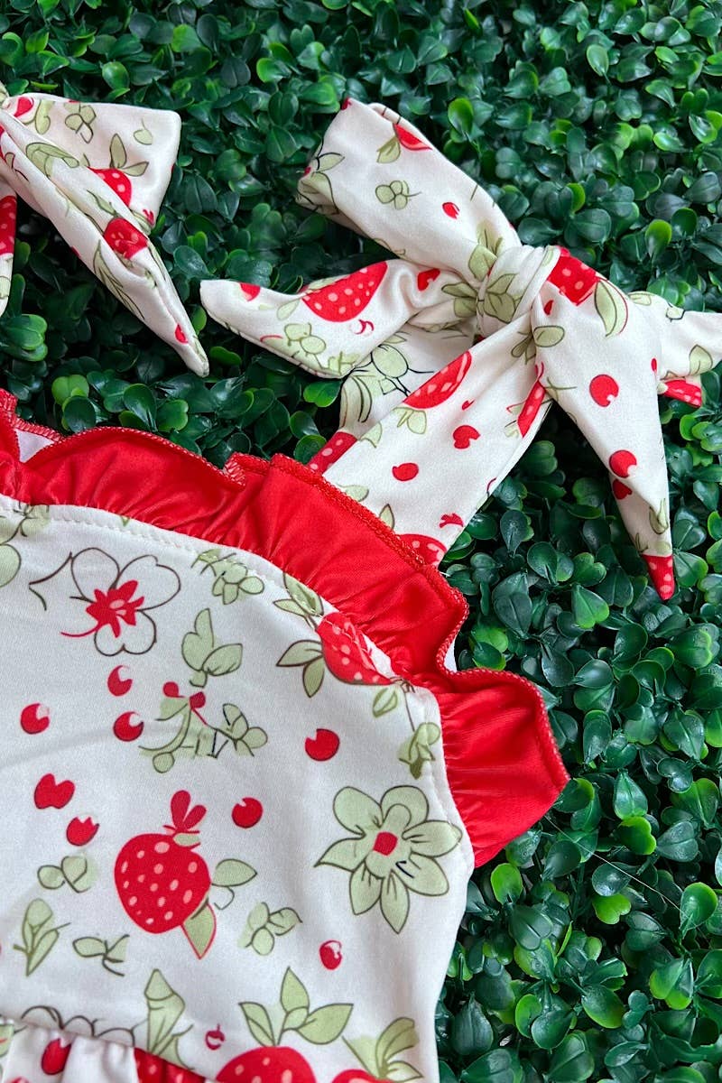 Baby Girls Red & White Strawberry Romper