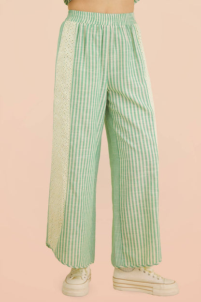 Merritt Striped Lace Wide Leg Pants